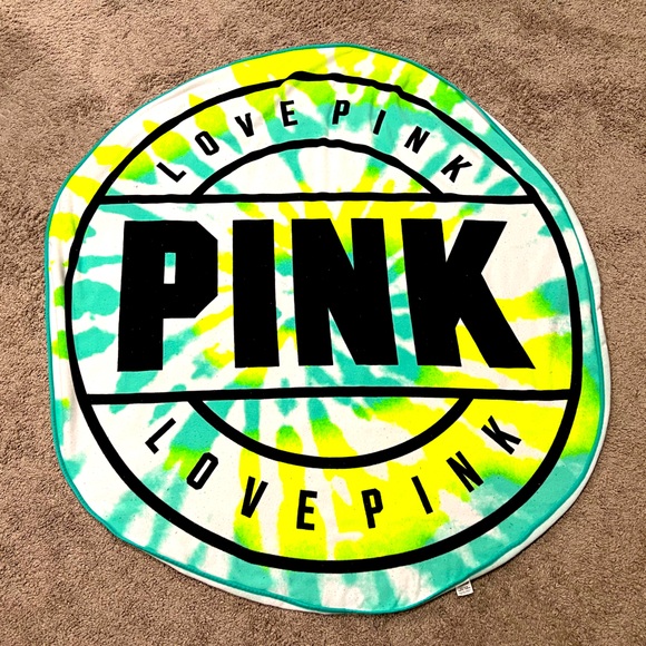 Victoria secret pink blue green circle beach towel - Picture 1 of 6